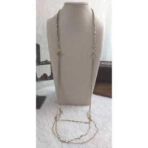 Vintage‎ Gold-Tone Multi-Strand Layered Chain Necklace 36" Textured Links